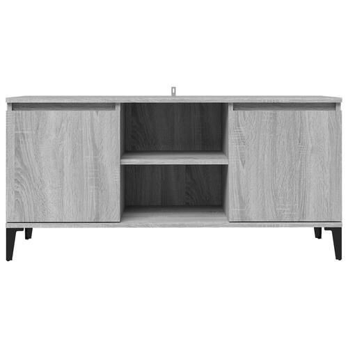 Tv-bord med metalben 103,5x35x50 cm grå sonoma-eg