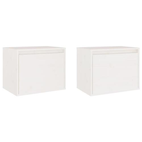 Vægskabe 2 stk. 45x30x35 cm massivt fyrretræ hvid