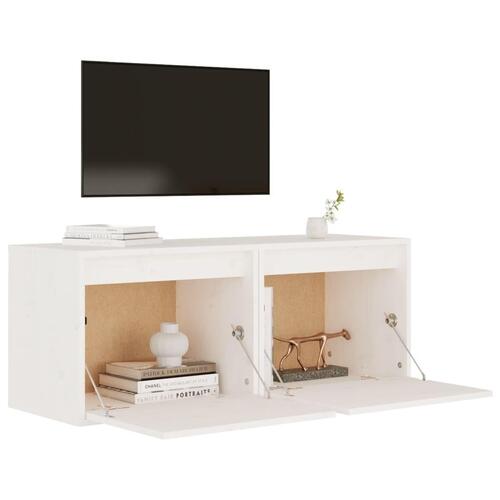 Vægskabe 2 stk. 45x30x35 cm massivt fyrretræ hvid