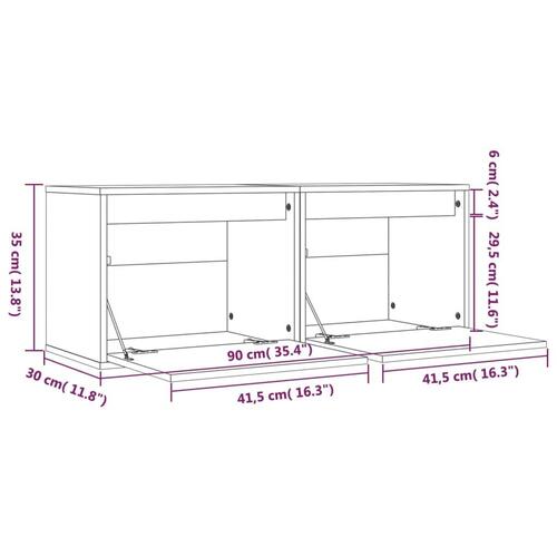 Vægskabe 2 stk. 45x30x35 cm massivt fyrretræ hvid