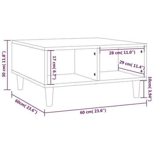 Sofabord 60x60x30 cm konstrueret træ røget egetræsfarve