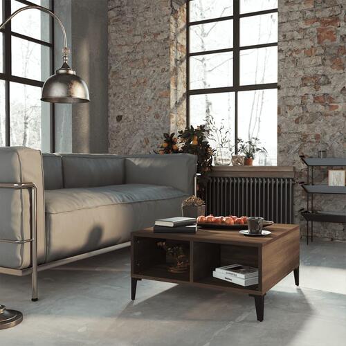 Sofabord 60x60x30 cm konstrueret træ brun egetræ