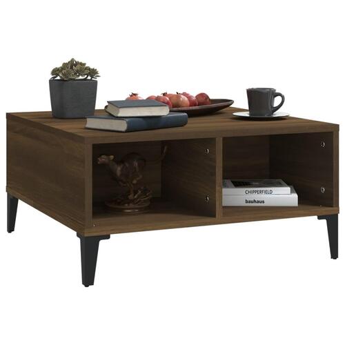Sofabord 60x60x30 cm konstrueret træ brun egetræ
