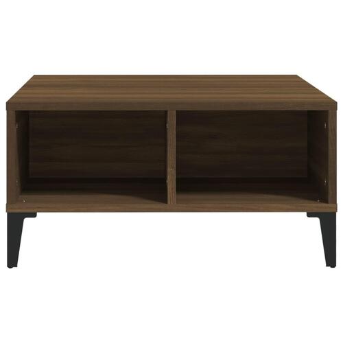 Sofabord 60x60x30 cm konstrueret træ brun egetræ