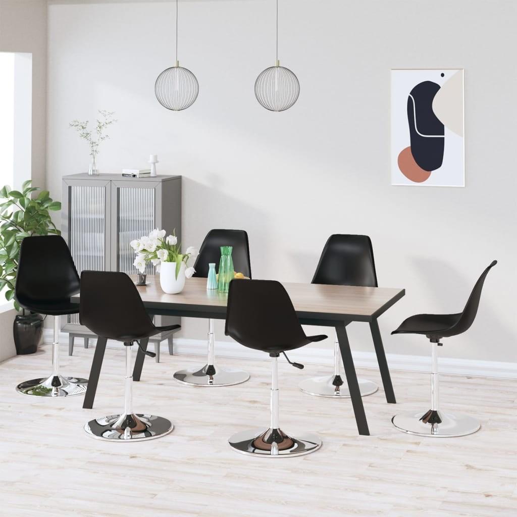 Drejelige spisebordsstole 6 stk. PP sort