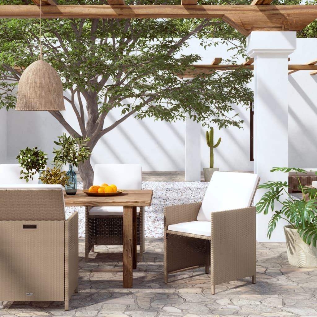 Havestole med hynder 4 stk. polyrattan beige
