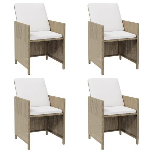 Havestole med hynder 4 stk. polyrattan beige