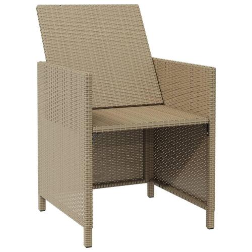Havestole med hynder 4 stk. polyrattan beige