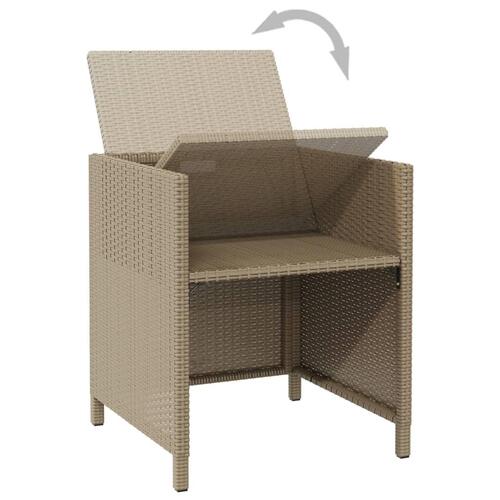 Havestole med hynder 4 stk. polyrattan beige