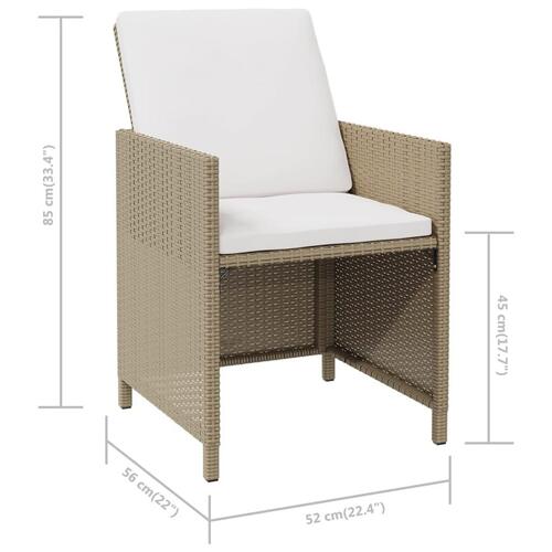 Havestole med hynder 4 stk. polyrattan beige
