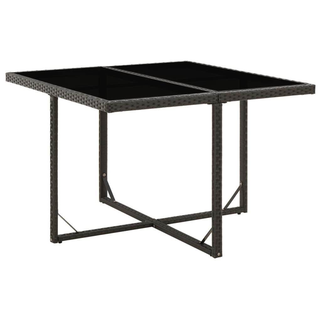 Havebord 109x107x74 cm polyrattan og glas sort
