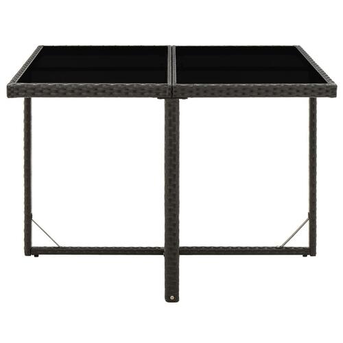 Havebord 109x107x74 cm polyrattan og glas sort