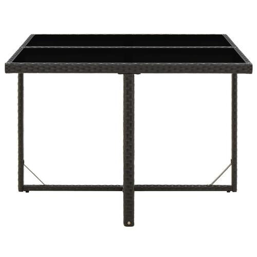 Havebord 109x107x74 cm polyrattan og glas sort