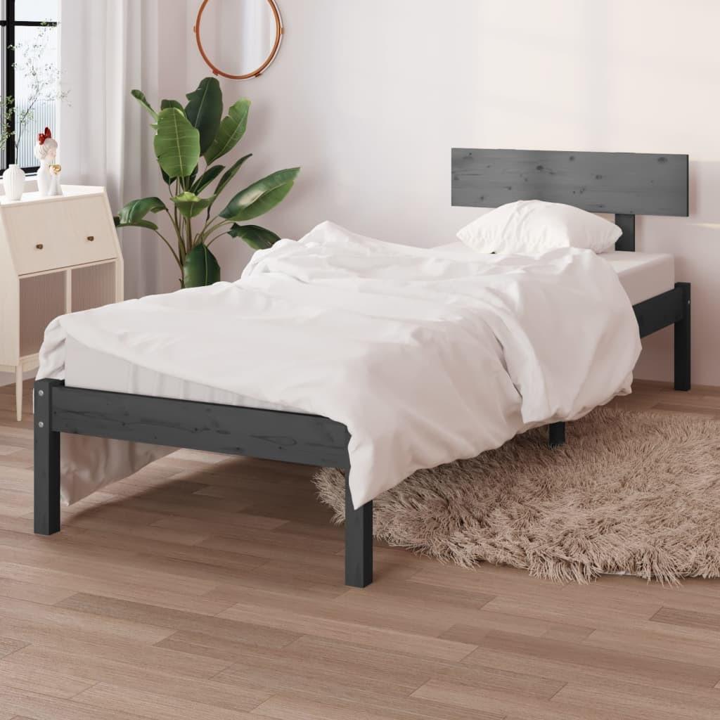 Sengeramme 100x200 cm massivt fyrretræ grå