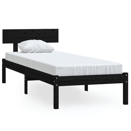 Sengeramme 100x200 cm massivt fyrretræ sort
