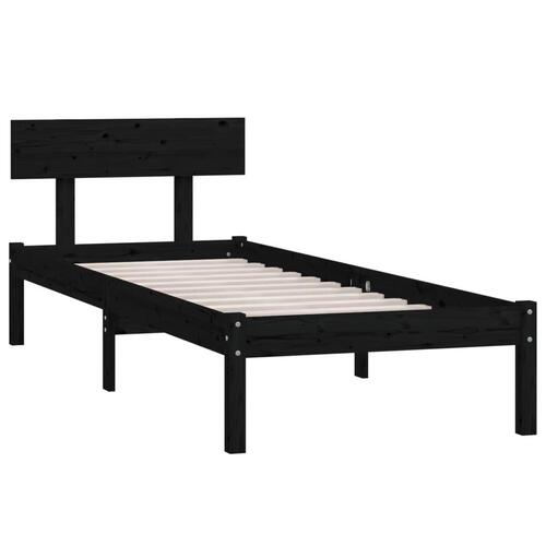 Sengeramme 100x200 cm massivt fyrretræ sort