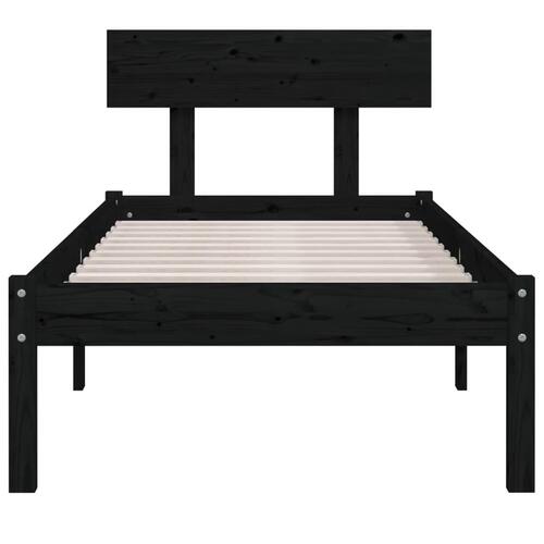 Sengeramme 100x200 cm massivt fyrretræ sort