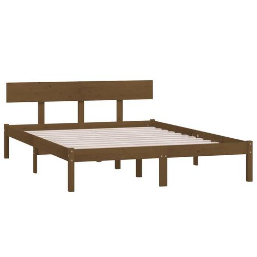 Sengeramme 120x200 cm massivt fyrretræ gyldenbrun