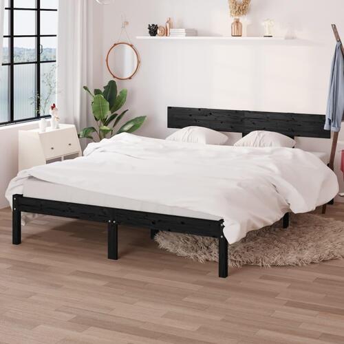 Sengeramme 120x200 cm massivt fyrretræ sort