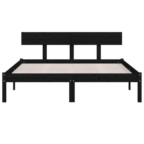 Sengeramme 140x200 cm massivt fyrretræ sort