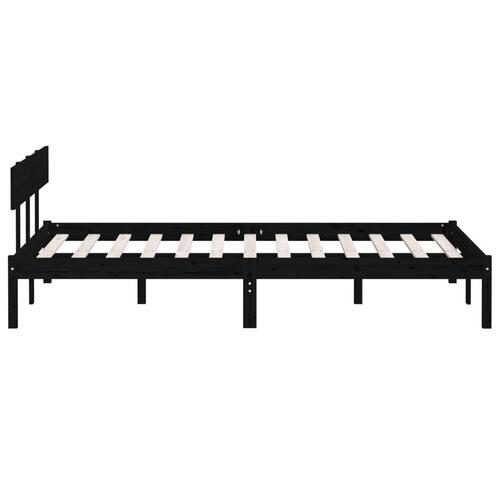 Sengeramme 140x200 cm massivt fyrretræ sort