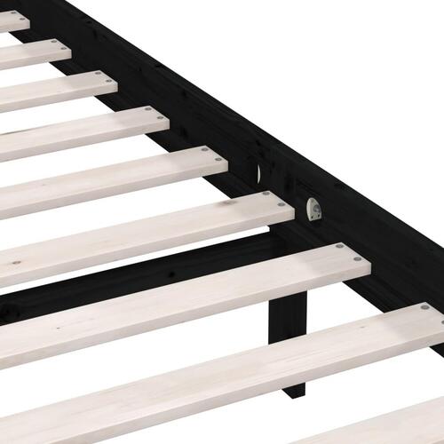 Sengeramme 140x200 cm massivt fyrretræ sort