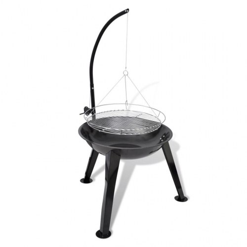 Kulgrill med hængende grillrist - rund, stål, Ø58 cm