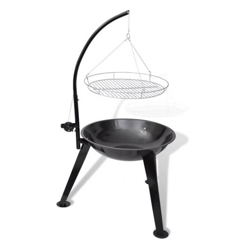 Kulgrill med hængende grillrist - rund, stål, Ø58 cm
