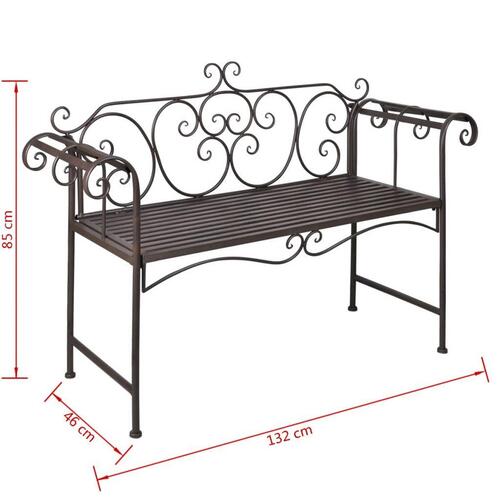 Havebænk 132 cm stål antikbrun