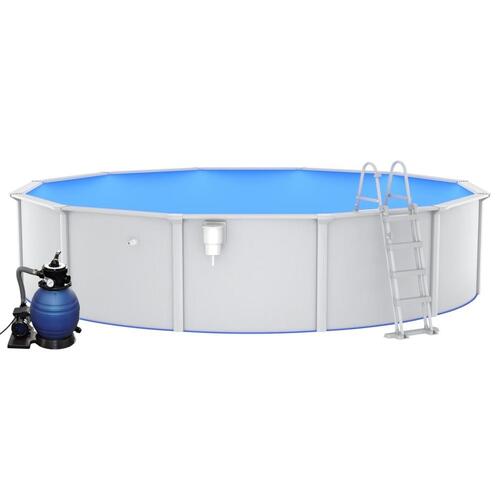 Swimmingpool med sandfilterpumpe og poolstige 550x120 cm