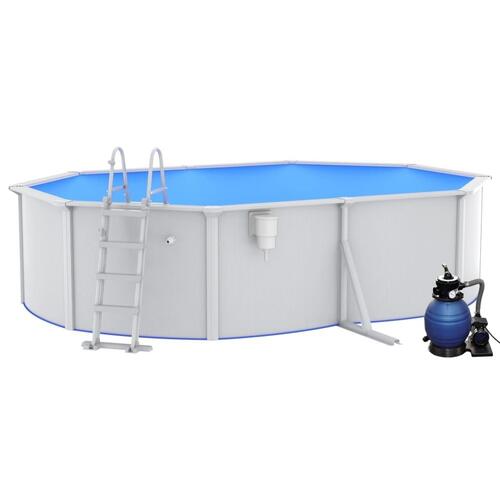 Swimmingpool med sandfilterpumpe og stige 490x360x120 cm
