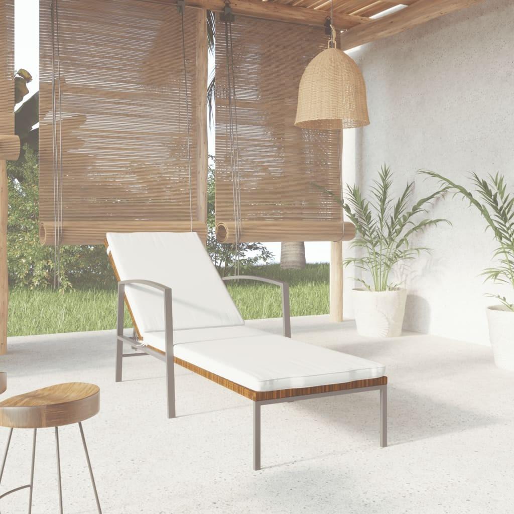 Liggestol med hynde polyrattan brun