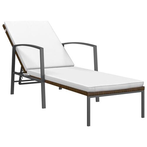 Liggestol med hynde polyrattan brun