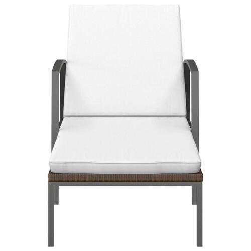 Liggestol med hynde polyrattan brun