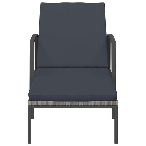 Liggestol med hynde polyrattan grå