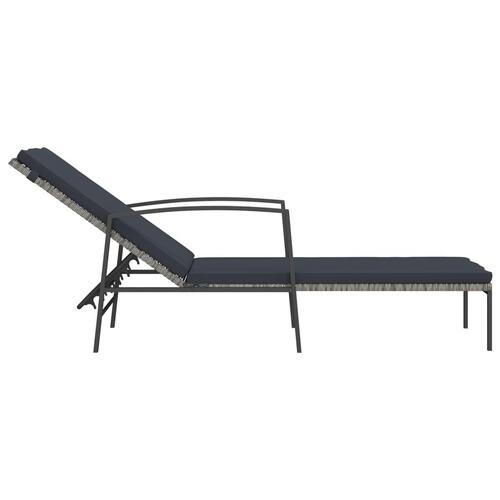 Liggestol med hynde polyrattan grå