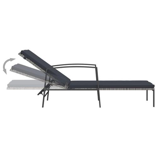 Liggestol med hynde polyrattan grå