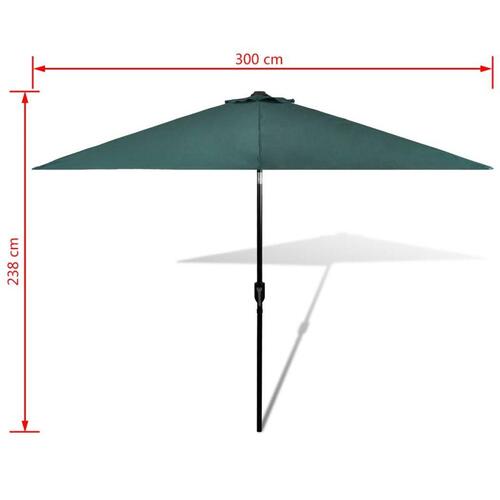 Parasol grøn 3 m stålstang