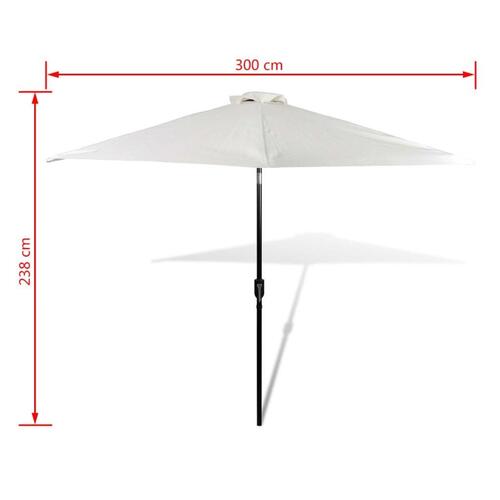 Parasol sandhvid 3 m stålstang