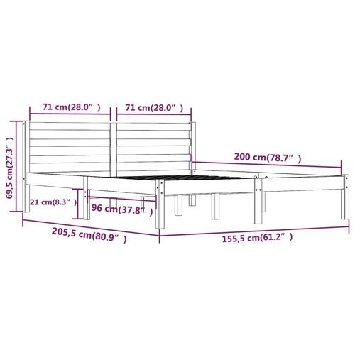 Sengeramme 150x200 cm King Size massivt fyrretræ hvid