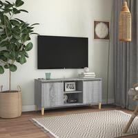 Tv-bord med massive træben 103,5x35x50 cm grå sonoma-eg