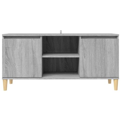 Tv-bord med massive træben 103,5x35x50 cm grå sonoma-eg