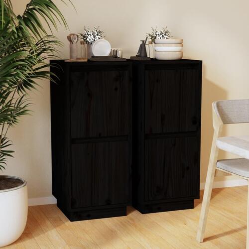 Skænke 2 stk. 31,5x34x75 cm massivt fyrretræ sort