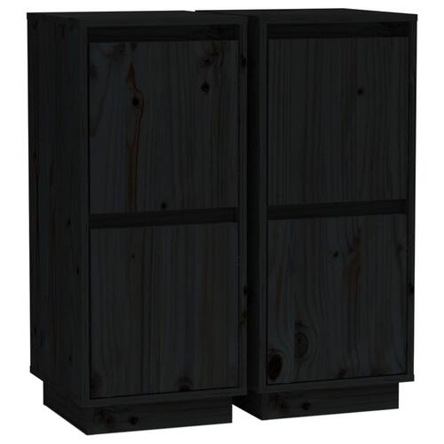 Skænke 2 stk. 31,5x34x75 cm massivt fyrretræ sort