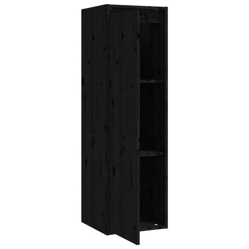 Vægskabe 2 stk. 30x30x100 cm massivt fyrretræ sort
