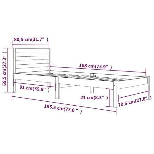 Sengeramme 75x190 cm Small Single massivt fyrretræ hvid