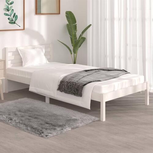 Sengeramme 90x190 cm Single massivt fyrretræ hvid