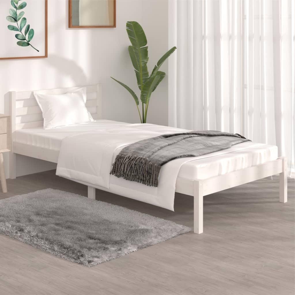 Sengeramme 90x190 cm Single massivt fyrretræ hvid