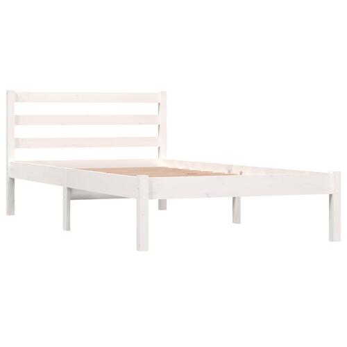 Sengeramme 90x190 cm Single massivt fyrretræ hvid