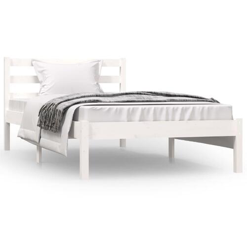 Sengeramme 90x190 cm Single massivt fyrretræ hvid